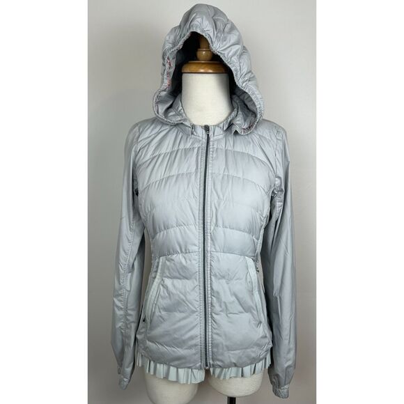 Lululemon Spring Fling Puffy Camo Navy Windbreaker Jacket Goose Hoodie Sz 6 - Picture 1 of 9